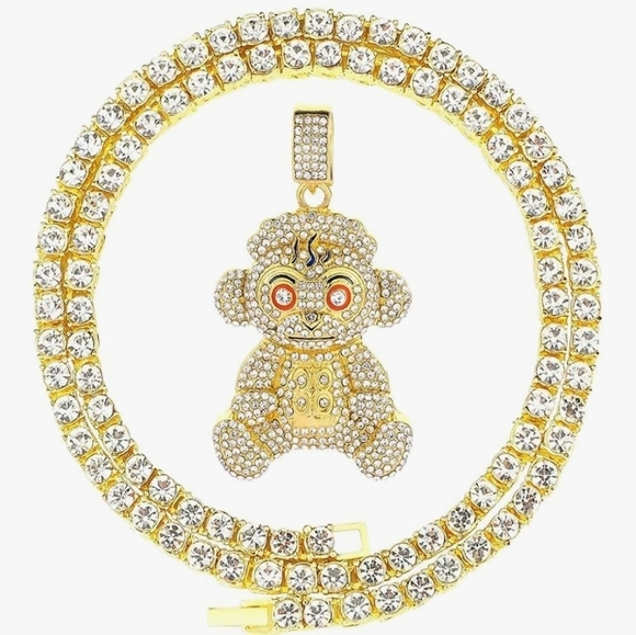 Gold and Silver Monkey Pendant Necklace